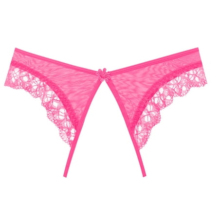 

Odeerbi Rollback Womens Underwear See Through Thongs Erogenous Lace Lingerie Panties Underpants Hot Pink