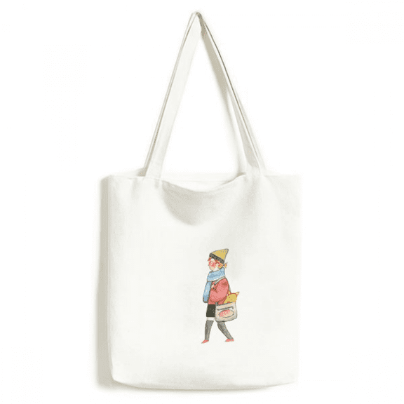 Miaoji Painting Cat Shopping Girl Tote Canvas Bag Shopping Satchel Casual Handbag
