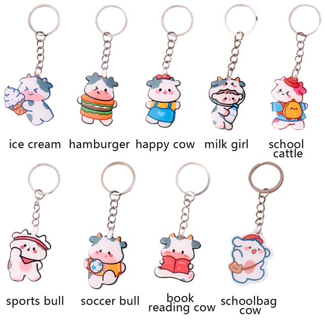 Cartoon Keychain Ring Fashion Cute Animal Acrylic Door Car Holder Fashionable Teens Key Holder Backpack Purse Wallet Keyring Pendant for Female Type 3