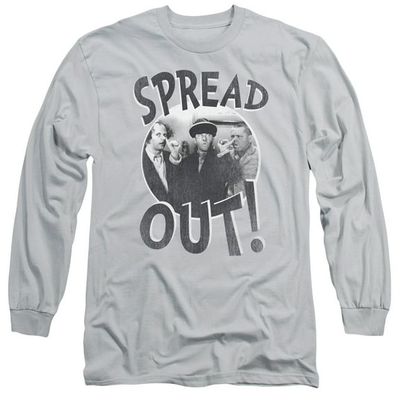 Three StoogeS/Spread Out Long Sleeve Adult 18/1 T-Shirt Silver