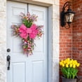 thumbnail image 4 of Nkmbld Spring Wreaths for Front Door, Artificial Colorful Flower Wreath with Pink Bow for Indoor Outdoor Farmhouse Porch Wall Window Wedding Decor, 4 of 9