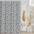 thumbnail image 3 of Shower Curtain Blue Floral Silhouette Shower Curtains for Bathroom Decor, Waterproof Polyester Shower Curtain Set with Hooks, Standard Size 72" x 72" Vintage Spring Flower, 3 of 9