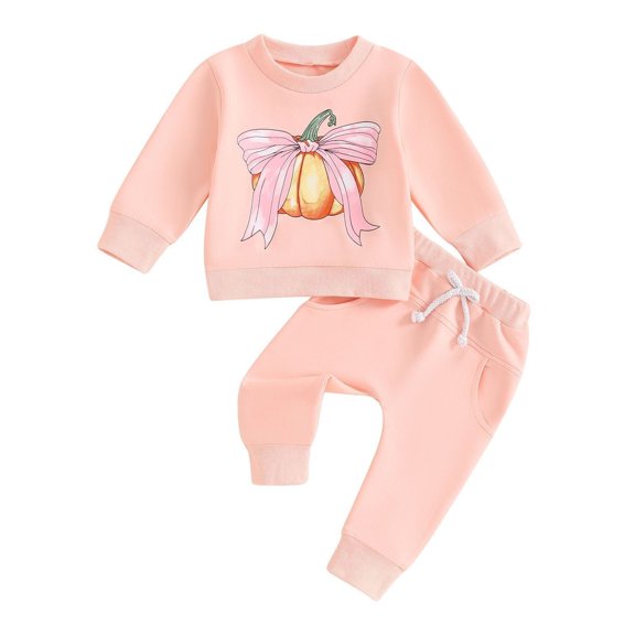 Coerni Toddler Baby Girl Clothes 3 6 9 12 18 24 Months Fall Outfits Solid Long Sleeve Sweatshirt Tops   Pants Fall Outfits