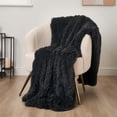 thumbnail image 4 of Sienna Super Fluffy Fleece Throw Shaggy Faux Fur Blanket Warm Reversible for Sofa Chair Bed - 60" x 80", Charcoal, 4 of 5
