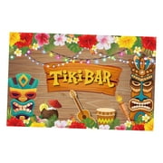 Tiki Photography Background, Tiki Luau Party Decoration, Baby Shower Decoration, 5.9x3.6ft Hawaiian Banner for Summer, Beach, Holiday