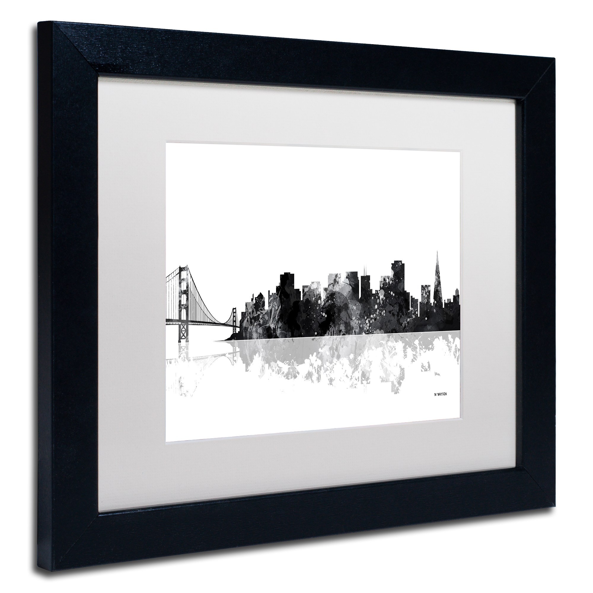 Trademark Fine Art "San Francisco CA Skyline BG-1" Canvas Art by Marlene Watson, White Matte, Black Frame