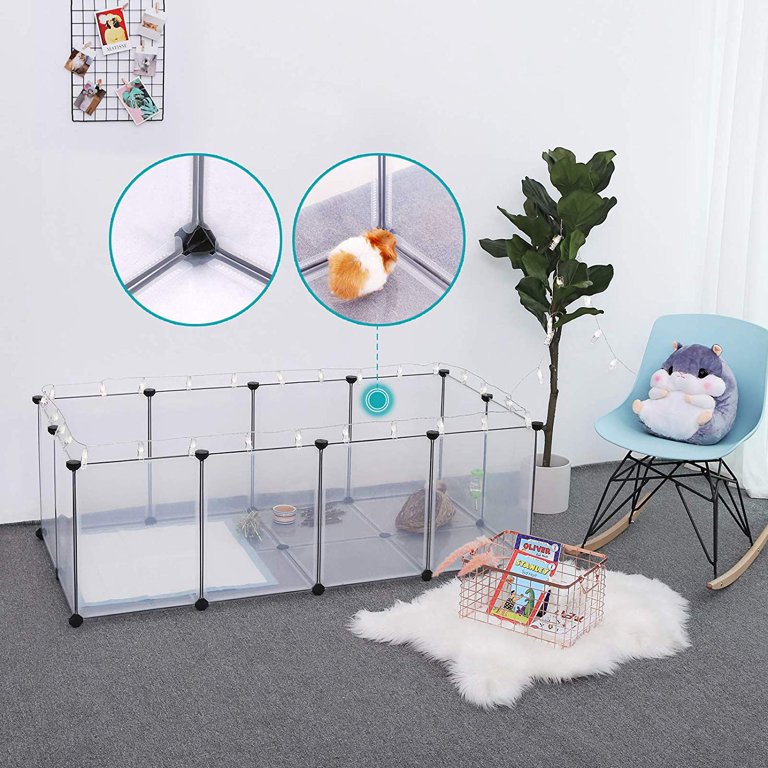 Eiiel Guinea Pig Cage,Indoor Habitat Cage with Waterproof Plastic  Bottom,Playpen for Small Pet Bunny, Turtle, Hamster