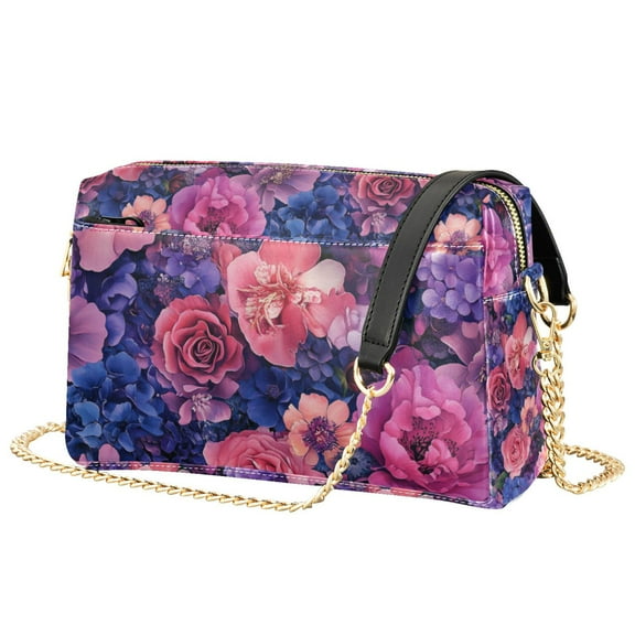 FORMRS Women Crossbody Purse with Chain Strap Vegan Leather Shoulder Handbag, Vibrant Art Flowers