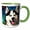 Green/White, variant on 3drose, Funny Siberian Husky Dog Portrait. Colorful Digital Art Gift for You, 11oz Two-tone Red Mug