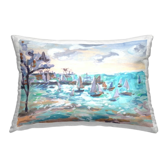 Stupell Industries Sailboat Fleet by Shore Decorative Printed Throw Pillow Design by Melissa Wang .