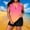 Hot Pink, variant on Womens 2 Piece Tankini Swimsuits Plus Size Gradient Print Tummy Control Bathing Suit with Shorts Fashion Swimwear