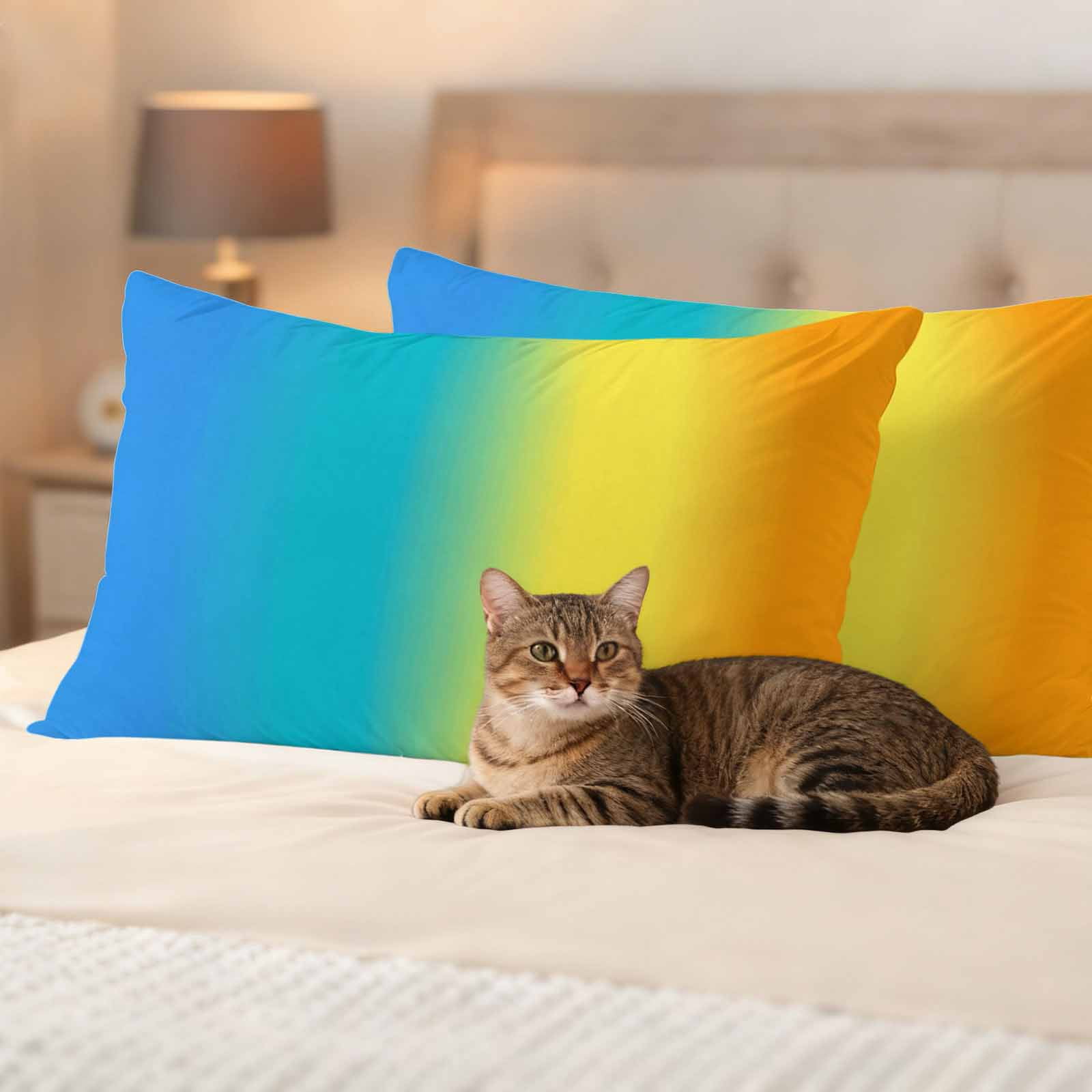 Rainbow Ombre Outdoor Waterproof Throw Pillow Covers 20x12 Set of 2, Orange Blue Gradient Colorful Modern Art Decorative Pillowcases Cushion Pillowcase for Couch Sofa Patio Outside Pillow Protector