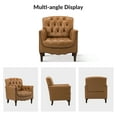 thumbnail image 6 of Midcentury Genuine Leather Armchair Upholstered Lounge Chair Tufted 2 Pieces Camel, 6 of 9