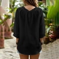 thumbnail image 7 of Elwylmiz Women's 3/4 Sleeve Tops Lace Up V Neck Blouses Boho Ruffled Trim Loose Fit Casual Shirts Summer Fall Outfits, 7 of 7