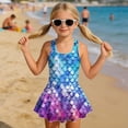 thumbnail image 3 of Uorisanigo Girls One Piece Swimsuits Blue and Purple Mermaid Scale Sleeveless Bathing Suit Swimwear Polyester and Spandex Fabric Swim Dress Size 3-4, 3 of 6