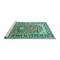 thumbnail image 2 of Ahgly Company Machine Washable Indoor Round Medallion Turquoise Blue Traditional Area Rugs, 5' Round, 2 of 4