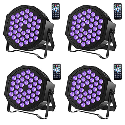 UKING 72W Lumières de Scène LED UV avec Télécommande DMX 4 Packs