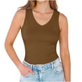 thumbnail image 5 of Husipze Women's Tank Top Sleeveless Casual V Neck Fitted Basic Top Soft Stretch Athletic Slim Fit Gym Yoga Tops Brown S, 5 of 9