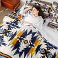 thumbnail image 4 of Homewish Tribal Aztec 7 Pieces Bedding Comforter Set for Teens Boys Girls,Bohemian Theme Full Bedding Set Lightweight,Exotic Style Fitted Sheet Flat Sheet,Ultra Soft Home Decor,Reversible, 4 of 8