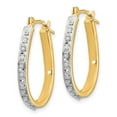 thumbnail image 2 of Real 14kt Yellow & Rhodium Diamond Fascination Oval Hinged Hoop Earrings; for Adults and Teens; for Women and Men, 2 of 3