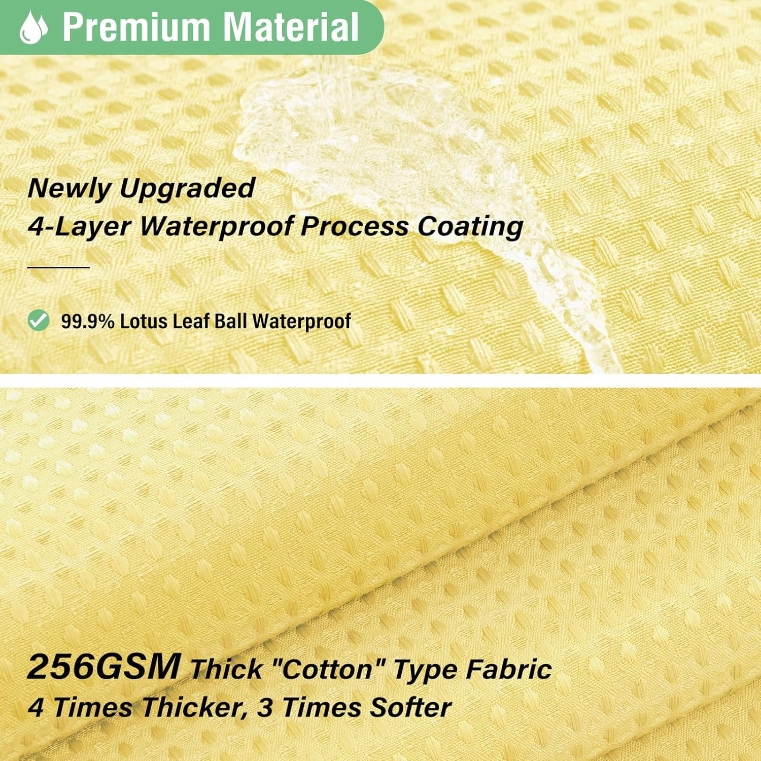 CAILDANL Green Shower Curtain - Waffle Textured Heavy Duty Thick Fabric Shower Curtains for Bathroom, 256GSM Luxury Weighted Polyester Cloth Bath Curtain Set with 12 Plastic Hooks，72Wx72H,Green