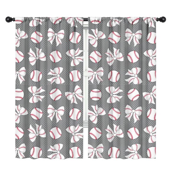 Blackout Kids Curtains,Footballs with Bows Pattern Childrens Insulated Curtains Set Of 2,Bedroom Essentials,Toddler Room Decor 42"x84"