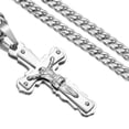 thumbnail image 3 of EOEMY Hot Mens Stainless Steel Gold Silver Jesus Crucifix Cross Pendant Chain Necklace-Silver-36Inch Or 91Cm, 3 of 5