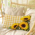 thumbnail image 4 of Spring Sunflowers Pillow Covers, Linen Long Throw Pillow Case, Yellow White Plaid Farmhouse Rustic Holiday Pillow Protector Decorative Cushion Cover for Living Room/Bedroom 20" x 30", 4 of 8