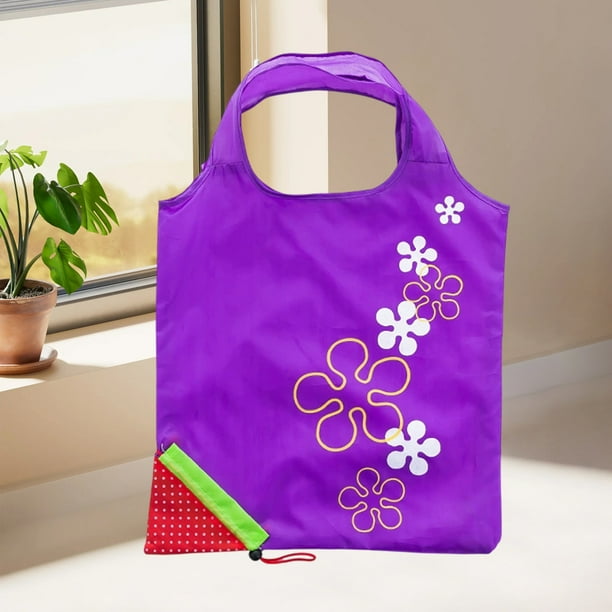 Bolsa de compras grande de fresa, bolsa de fresa plegable portátil para el hogar, bolsa de supermercado de poliéster, bolsa de compras publicitaria, bolsas de mano