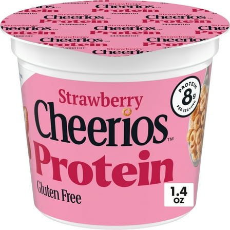Strawberry Cheerios Protein, Breakfast Cereal Cup, Gluten Free, Single Serve, 1.4 oz
