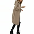 thumbnail image 3 of Women Casual Zip Up Polyester Hoodies Long Flattering Sweatshirt Dress with Pockets for Loungewear & Street Style Khaki XL, 3 of 7