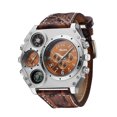 thumbnail image 2 of Mirar Hombres Cuarzo PU banda de cuero reloj de pulsera Caja de gran tamaño personalizada Termómetro Brújula Movimientos de cuarzo dobles Relojes 1 1, 2 of 5