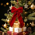 thumbnail image 2 of Wooowa Christmas Tree Shaped Fabric Bow Ornament Soft Hanging Pendant 9.84x3.94 Inch for Mantel Wreath Door and Holiday Party Home Display, 2 of 5