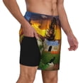 thumbnail image 3 of Balery Fall Village Scenery Mens Swim Trunks Swim Shorts for Men Quick Dry Inseam Beach Shorts with Compression Liner Pocket-Small, 3 of 9