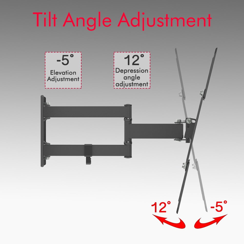 UWR-Nite TV Mount for Most 26-55 Inch TVs, Full Motion TV Wall Mount with Perfect Center Design on Single Stud Articulating Mount Max VESA 400x400mm up to 66 LBS