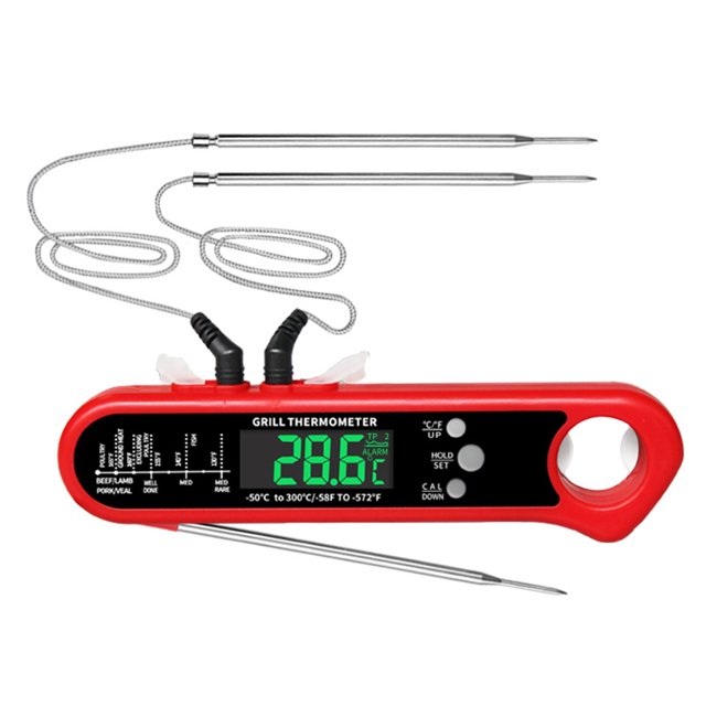Termómetro para alimentos Sonda de acero inoxidable LCD Lectura instantánea digital Alta precisión Fodable Reloj de sobretemperatura Sondas de calibre de temperatura Inevent HA010430-02B