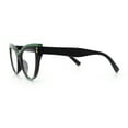thumbnail image 6 of Womens 2-tone Color Design Horn Rim Cat Eye Clear Lens Fashion Eyeglasses Brown Green, 6 of 8