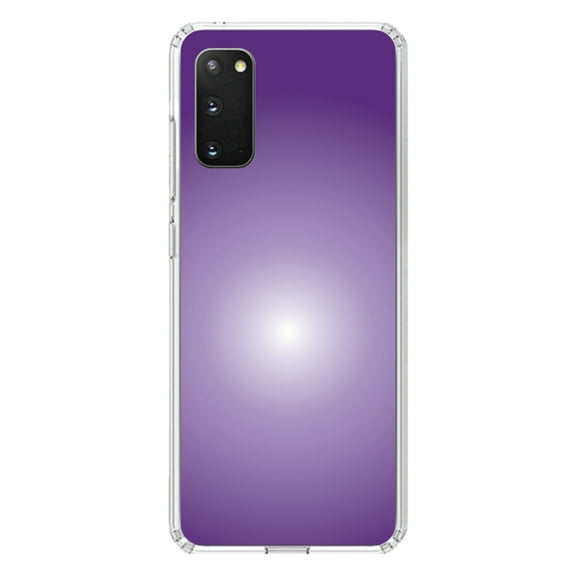 DistinctInk Clear Shockproof Hybrid Case for Galaxy S20 PLUS / 5G (6.7" Screen) - TPU Bumper, Acrylic Back, Tempered Glass Screen Protector - Purple White Gradient Burst