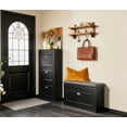 thumbnail image 2 of Small Shoe Storage Bench, Black Narrow Shoe Cabinet for Entryway, Shoe Rack with Cushion & 2-Tier Flip Drawer, for Closet, Hallway, Mudroom, 2 of 6