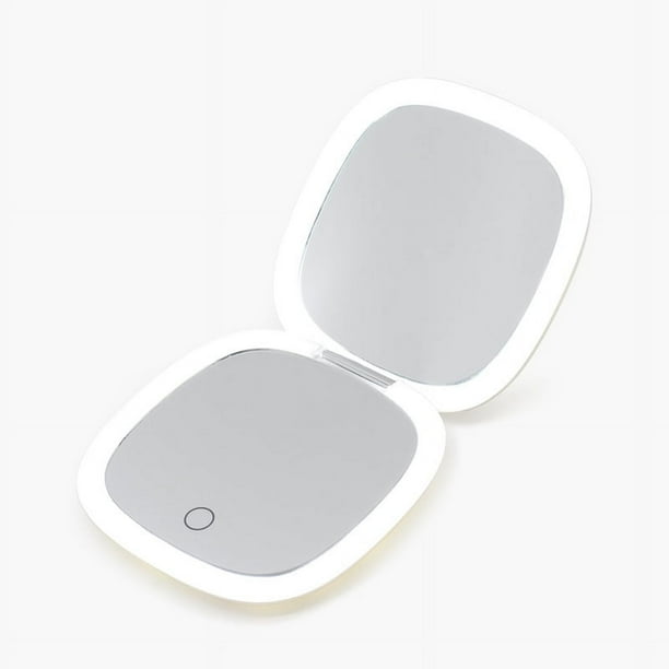 Espejo plegable con carga USB con sensor táctil 3 colores Brillo ajustable, ideal para bolso, regalo para niñas