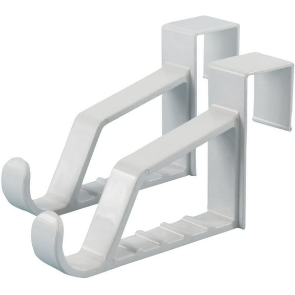 2 Pack Over The Door Hooks for Hangers - Extra Strong White Plastic Over Door Hook for Hanging Clothes, Towels, Robes, Hats, Bags and More