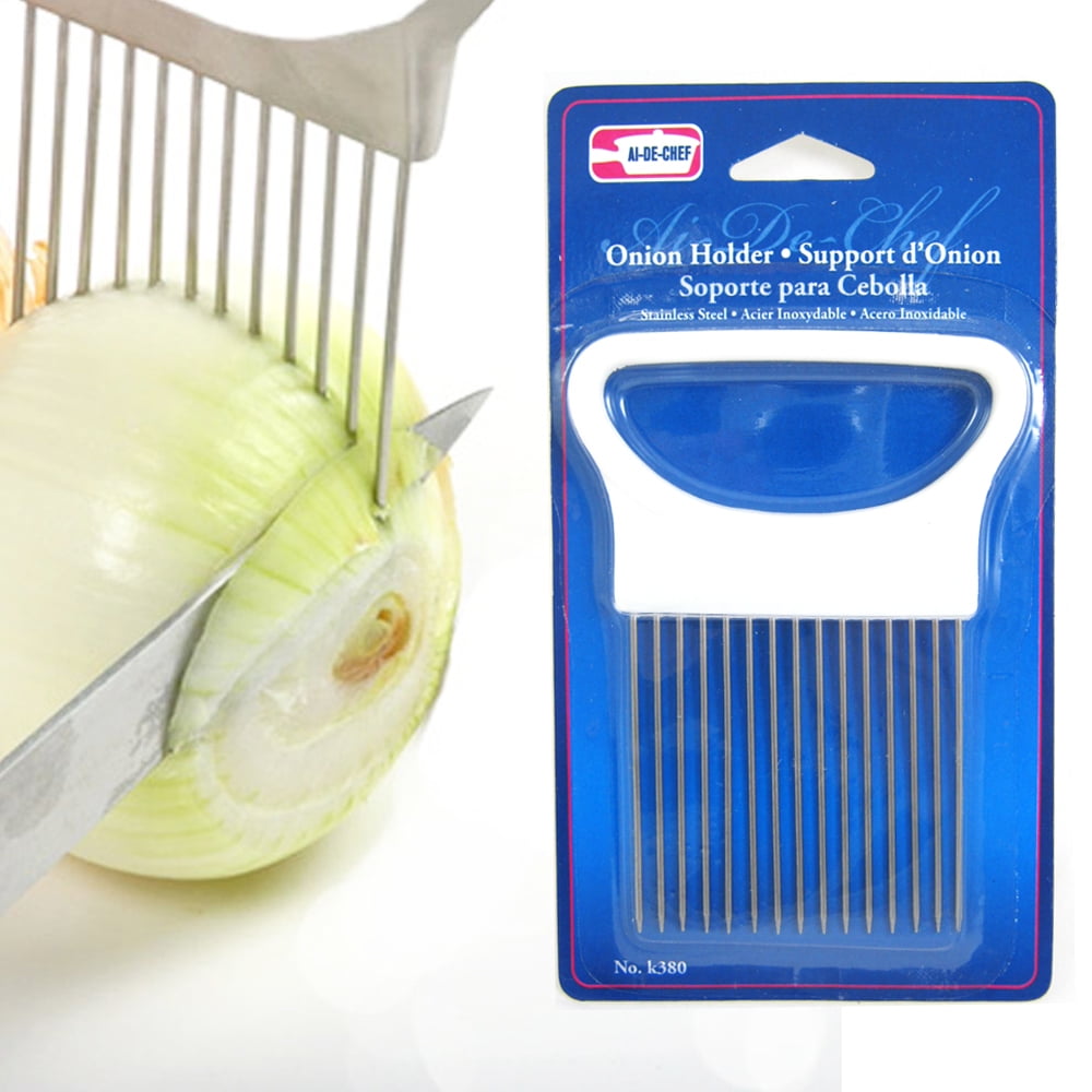 1 New Onion Holder Slicing Guide Stainless Steel Prongs Holds Slice Aid