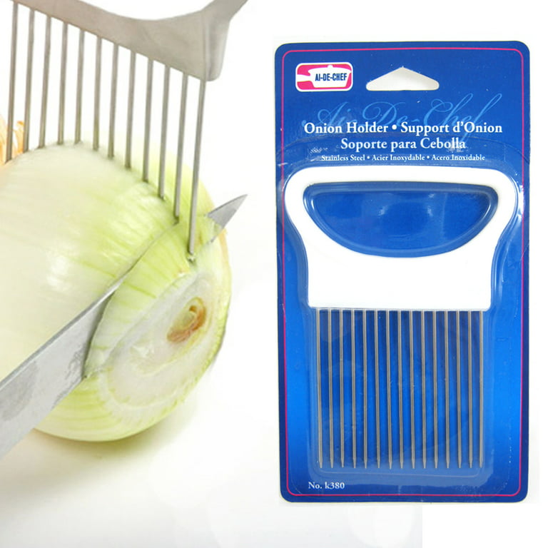 Stainless Steel Onion Holder Vegetable Slicer With Pronged Fork