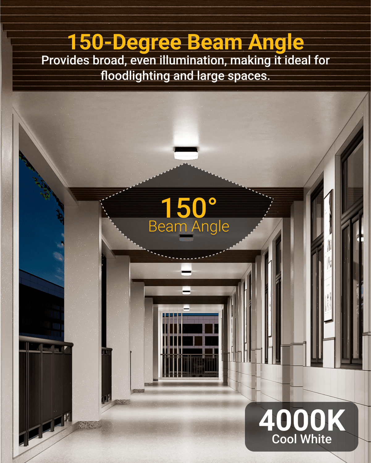 Sunco Outdoor Canopy Lights, LED Square Ceiling Exterior Carport Garage Patio Porch Light, Waterproof IP65, 60W, 8000 Lumens, 4000K Cool White, Dimmable (0-10V) ETL/DLC