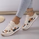 thumbnail image 4 of Zapatos para mujer, informales, de suela gruesa, con estampado de leopardo y patchwork, para correr, botas vaqueras, 4 of 5