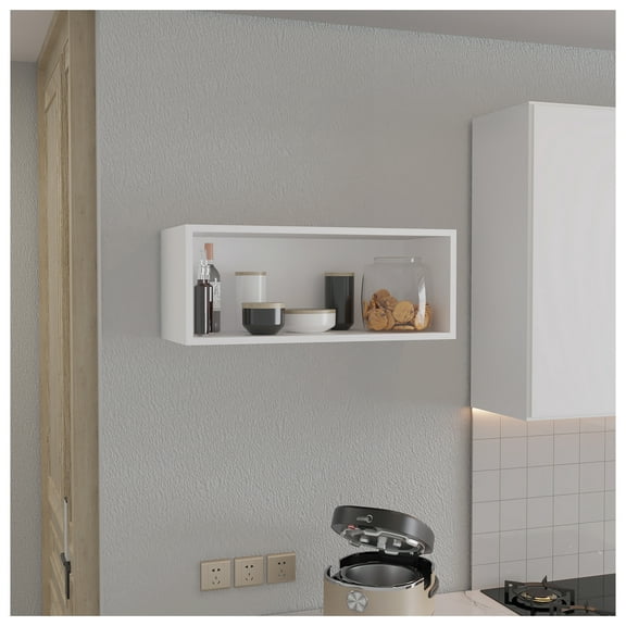 Wally 30" Wide x 12"H Open Wall Cabinet, Wall Shelf, Storage Cabinet, Cube Shelf Bedroom, Office, Living Room, Garage White   Primary Living Space   Shelves Included   Modern   Particle Board