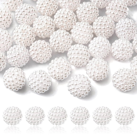 40 pc Imitation Pearl Acrylic Beads Berry Beads Combined Beads Round White 12mm Hole: 1.5mm