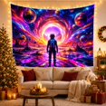 thumbnail image 3 of Moon Stars Astronaut with Reflective Spacesuit Viewed Behind, Mystical Fantasy for Space Lovers, Galaxy Room Decor, Graduation Gift, Tapestry Wall Hanging for Bedroom and Dorm, 3 of 7
