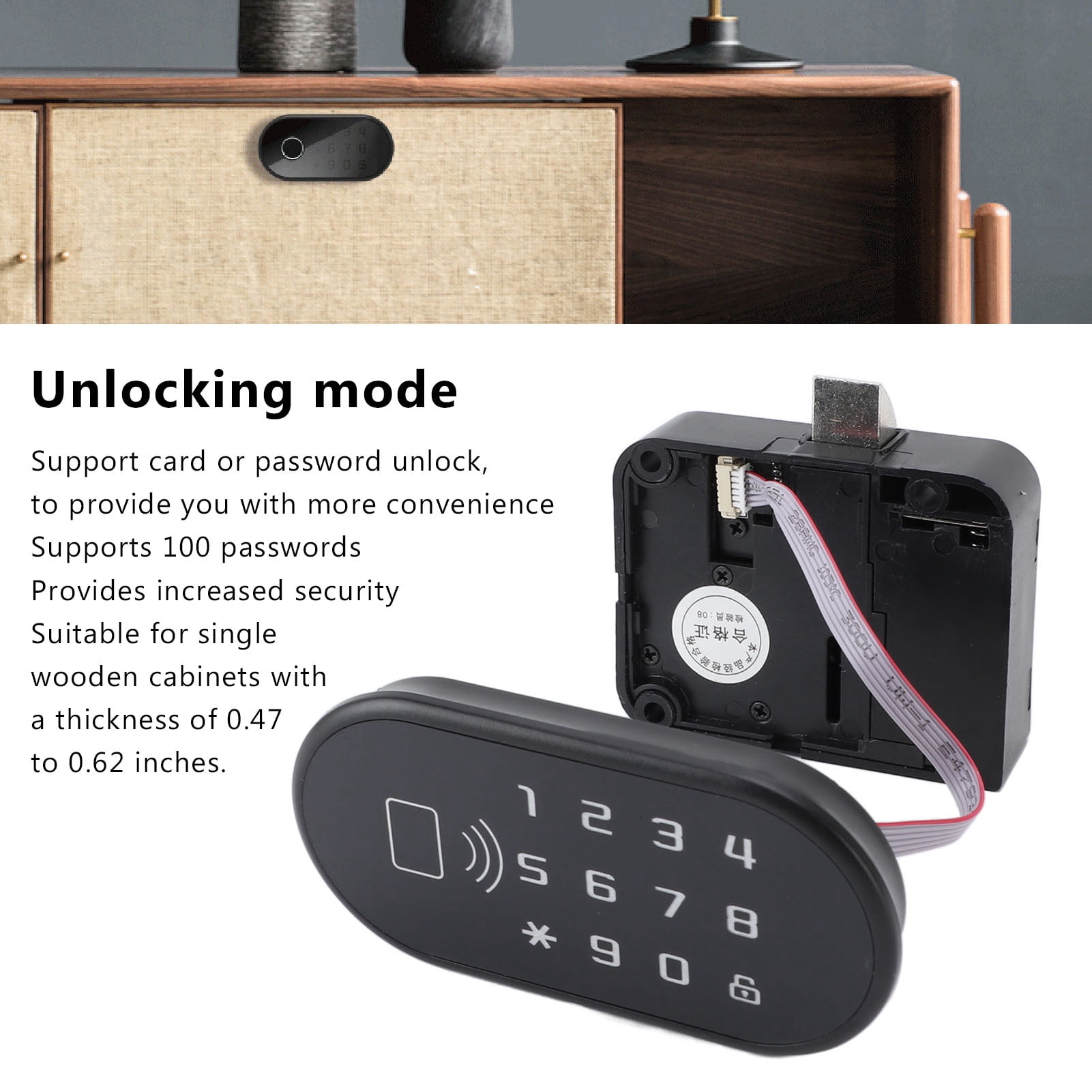 M Buder Cabinet Password Lock Zinc Alloy Closet Door Lock Security Shoe Cabinet Theft Proof Storage Cabinet Lock with Reset Pin Hardware Kit Ambidextrous Rectangle Matte Finish
