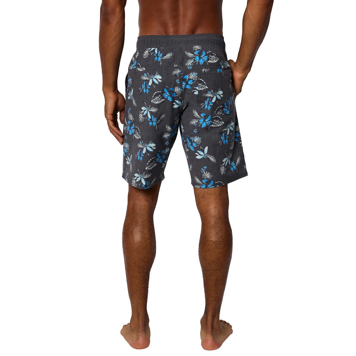 Hang Ten Men's Quick-Dry Stretch Pockets  Swim Shorts (Grey, XX-Large)